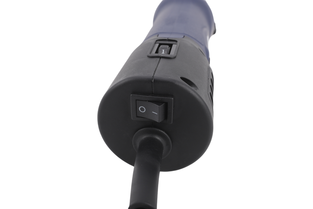 Close-up of on/off switch for professional 380W electric sheep shears